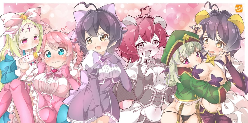 hiiragi utena, magia baiser, araga kiwi, leoparde, morino korisu, and 3 more (mahou shoujo ni akogarete) drawn by takecho