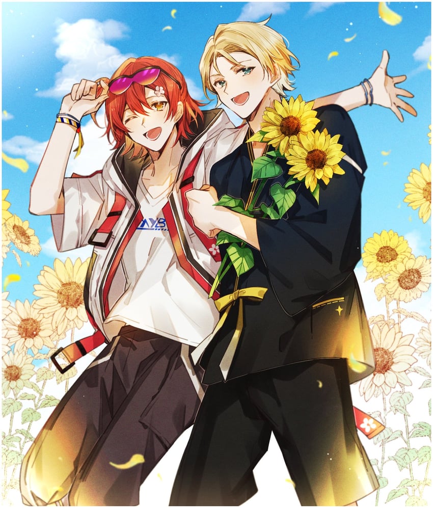 hanasaki miyabi and kishido temma (holostars) drawn by kiri_tmt