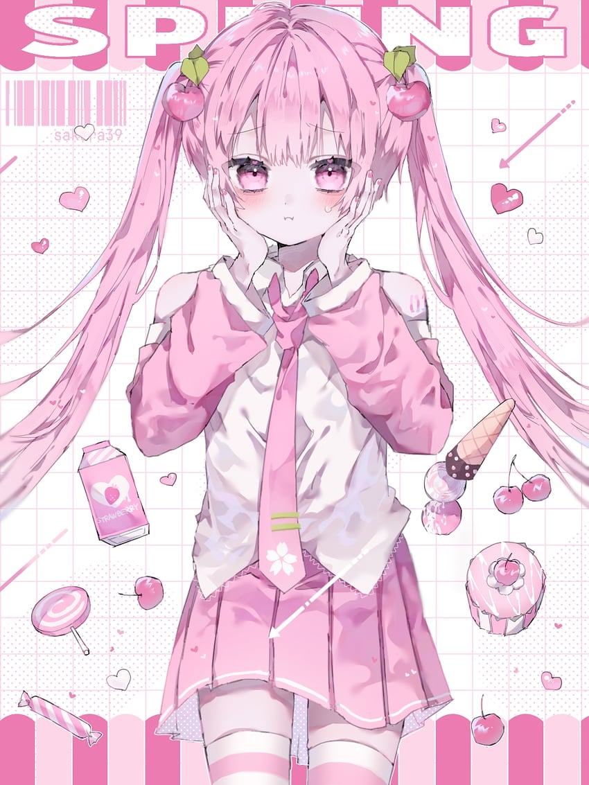 hatsune miku and sakura miku (vocaloid) drawn by hiro_0607