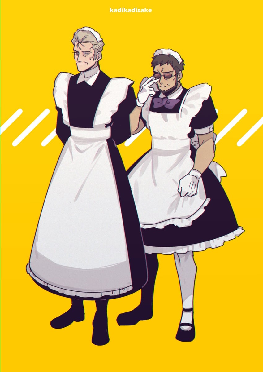 ikari gendou and fuyutsuki kouzou (neon genesis evangelion) drawn by ka_ji