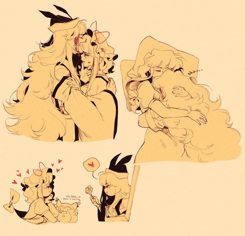 yakumo yukari, yakumo ran, and matara okina (touhou) drawn by pixie_(milkywaypixies)