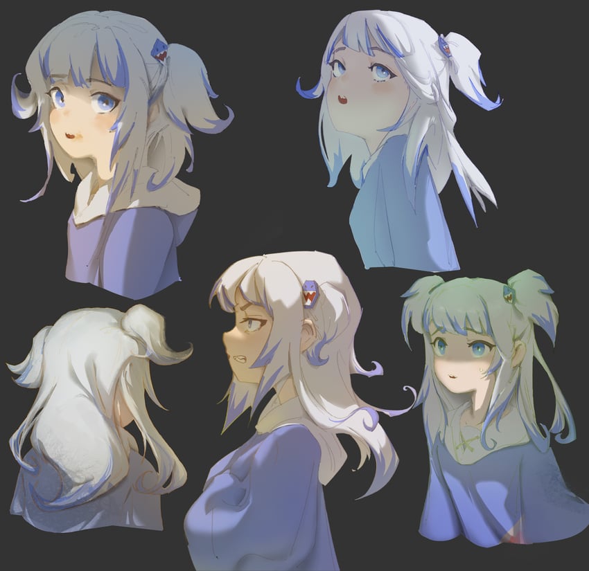 gawr gura (hololive and 1 more) drawn by chunkyeggy
