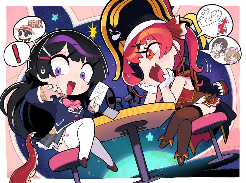 houshou marine, tsukino mito, natori sana, and suzuka utako (hololive and 2 more) drawn by gashi-gashi