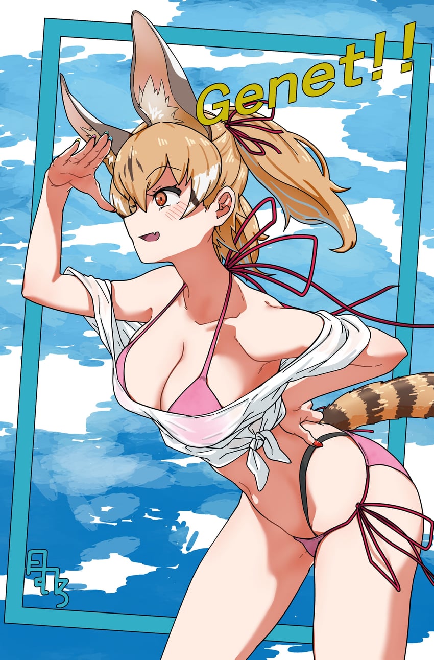 large-spotted genet (kemono friends and 1 more) drawn by aatsiol_uuk