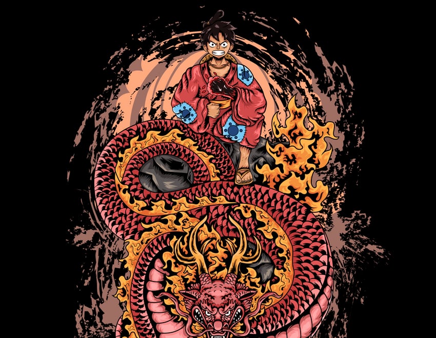 monkey d. luffy and kouzuki momonosuke (one piece) drawn by wowokavert