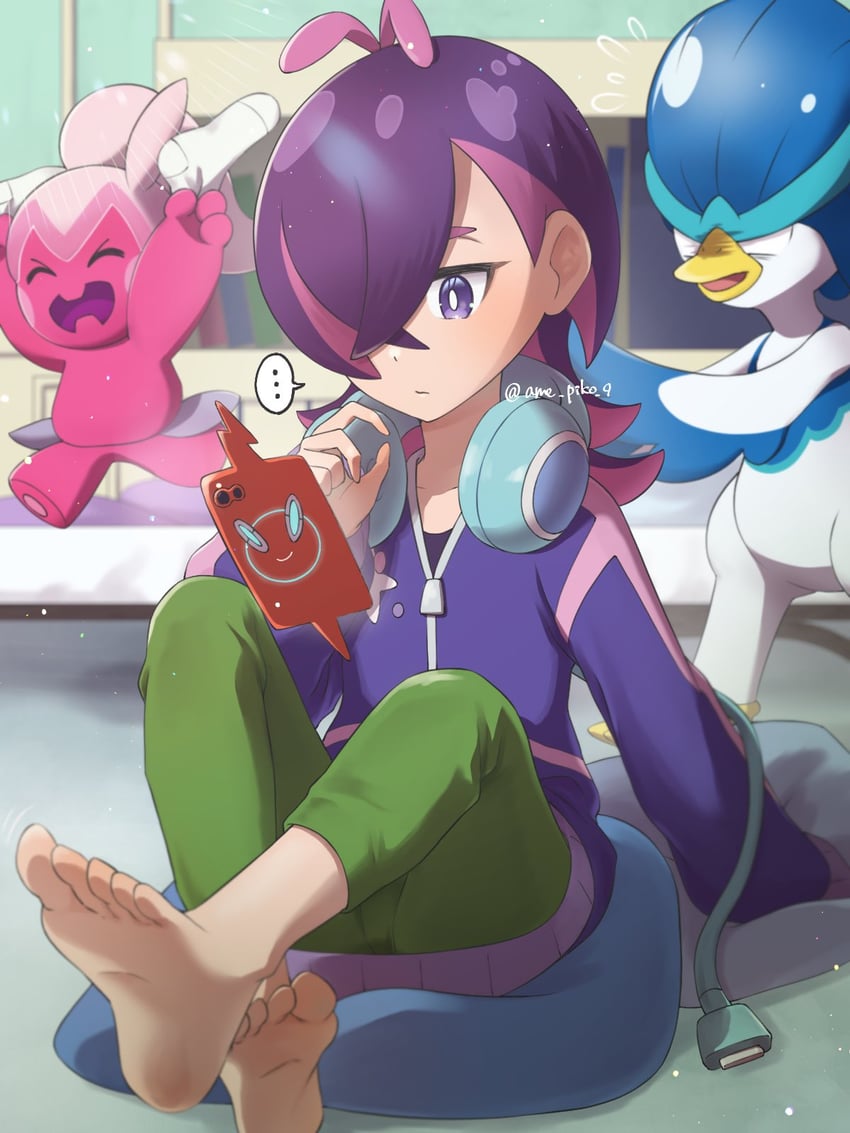 rotom, rotom phone, dot, quaxwell, and tinkatuff (pokemon and 1 more) drawn by amedamaneko