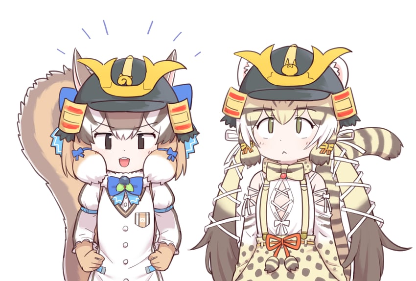 siberian chipmunk and geoffroy's cat (kemono friends and 1 more) drawn by 0x0082