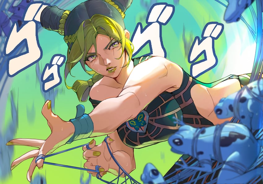 kujo jolyne and stone free (jojo no kimyou na bouken and 1 more) drawn by dingzi