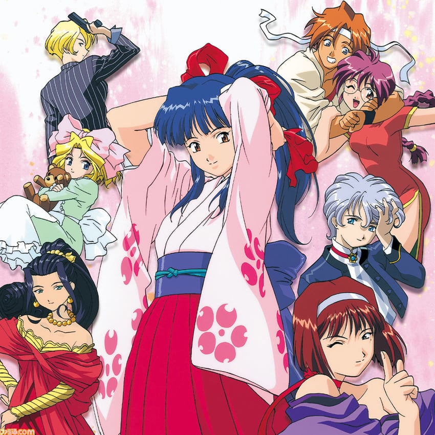 shinguuji sakura, kanzaki sumire, iris chateaubriand, ri kouran, maria tachibana, and 4 more (sakura taisen and 1 more)