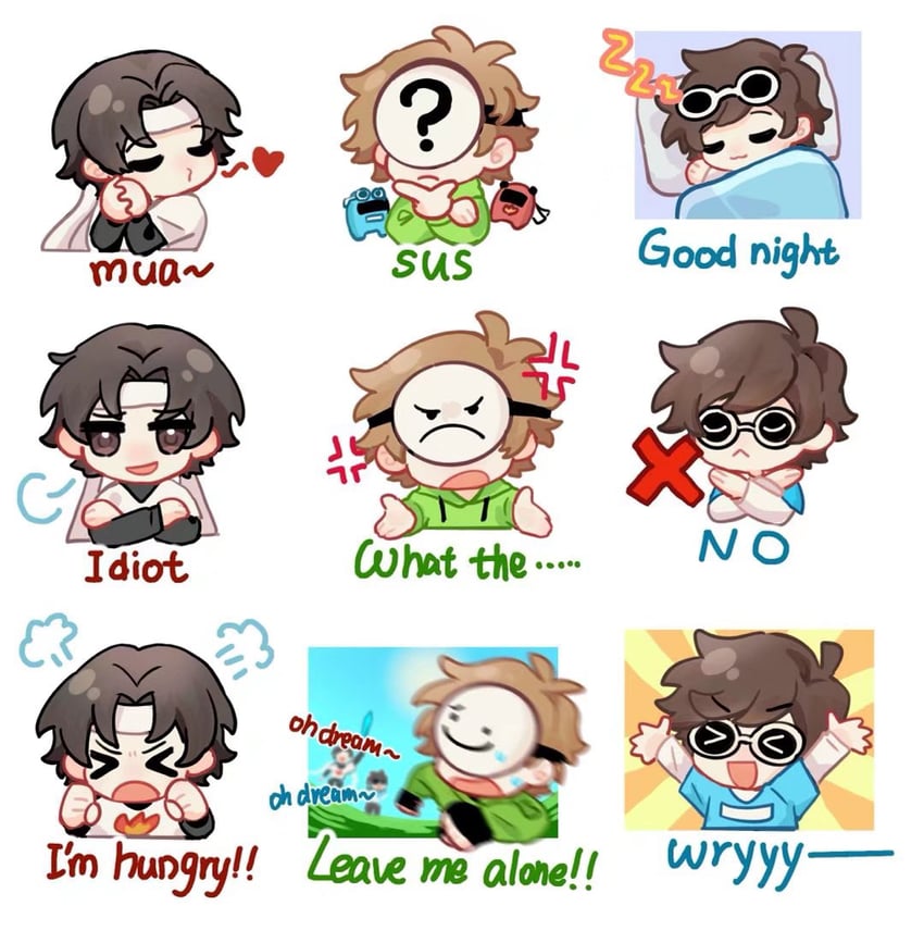 crewmate, red, cyan, dream, sapnap, and 1 more (minecraft youtube and 2 more) drawn by wangling_yinduren