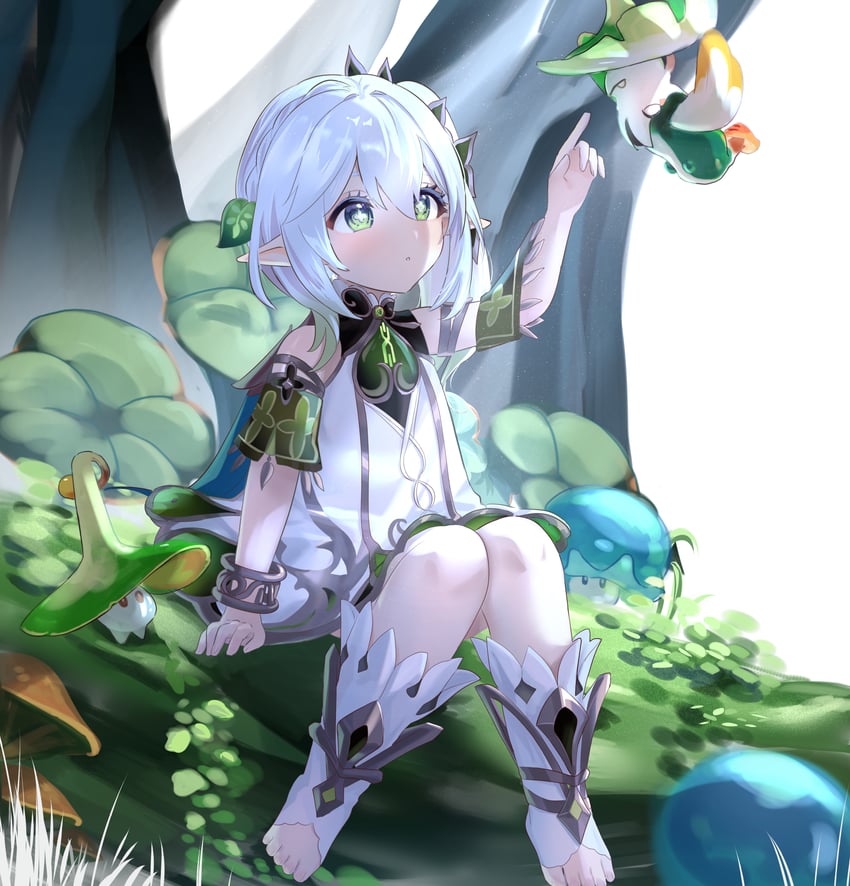 nahida, fungi, and winged dendroshroom (genshin impact) drawn by lucio_(luci0_52)
