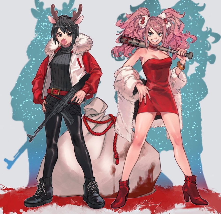 enoshima junko and ikusaba mukuro (danganronpa and 1 more) drawn by rei_(tdn_ng)