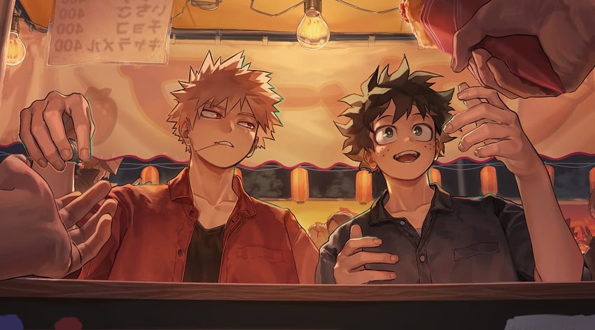 midoriya izuku and bakugou katsuki (boku no hero academia) drawn by cut_(nifuhami_35)