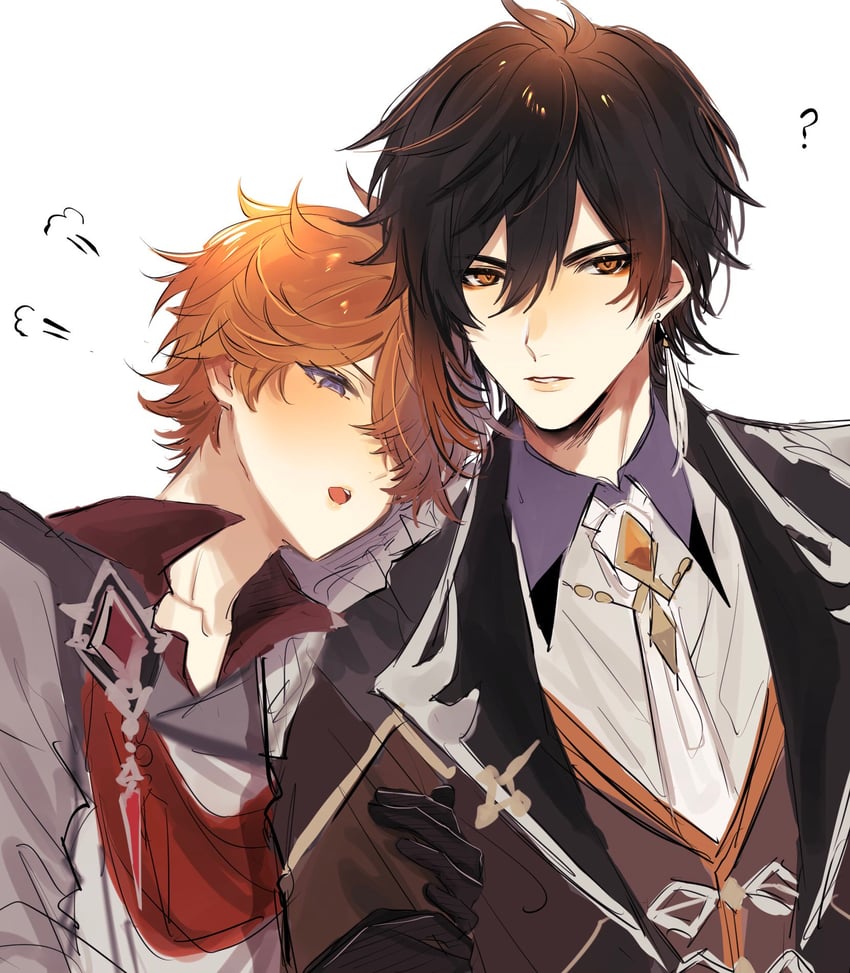 zhongli and tartaglia (genshin impact) drawn by oky724