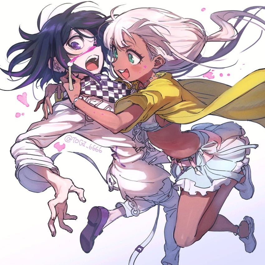 oma kokichi and yonaga angie (danganronpa and 1 more) drawn by togi_(togijiru)