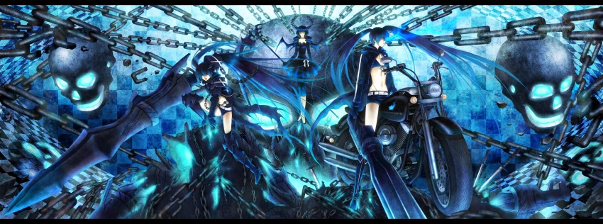 black rock shooter, dead master, and insane black rock shooter (black rock shooter) drawn by yuuno_(yukioka)