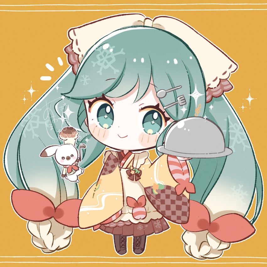 hatsune miku, yuki miku, and rabbit yukine (vocaloid) drawn by aobahosino