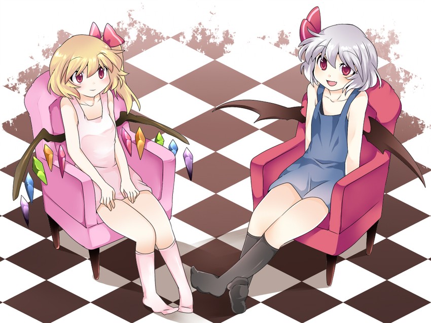 remilia scarlet and flandre scarlet (touhou) drawn by hammer_(sunset_beach)