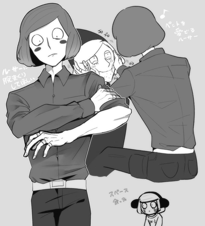 nyon, nyen, and luther von ivory (randal's friends) drawn by nekoneko_crown