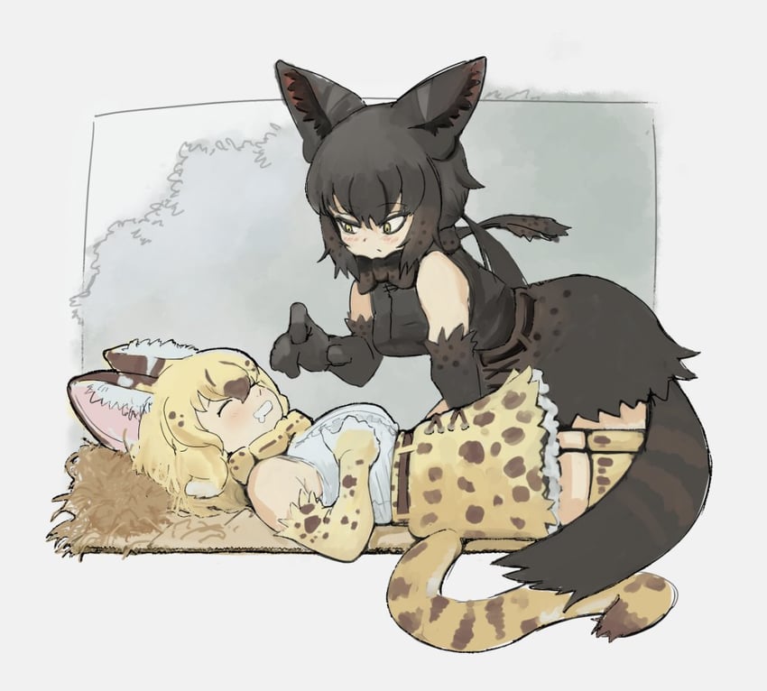 serval and black serval (kemono friends) drawn by hatch_(hatch_box)