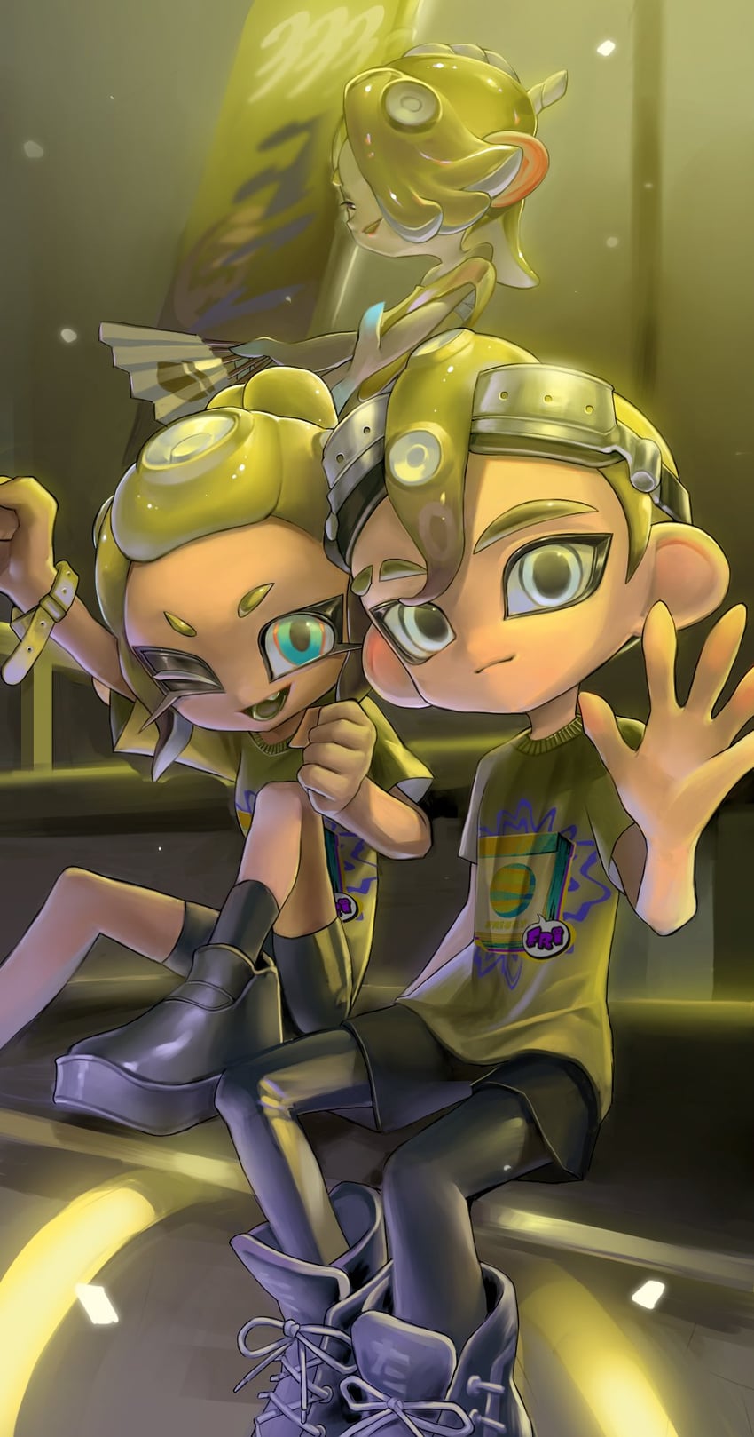octoling player character, octoling girl, octoling boy, and shiver (splatoon and 1 more) drawn by toon_23
