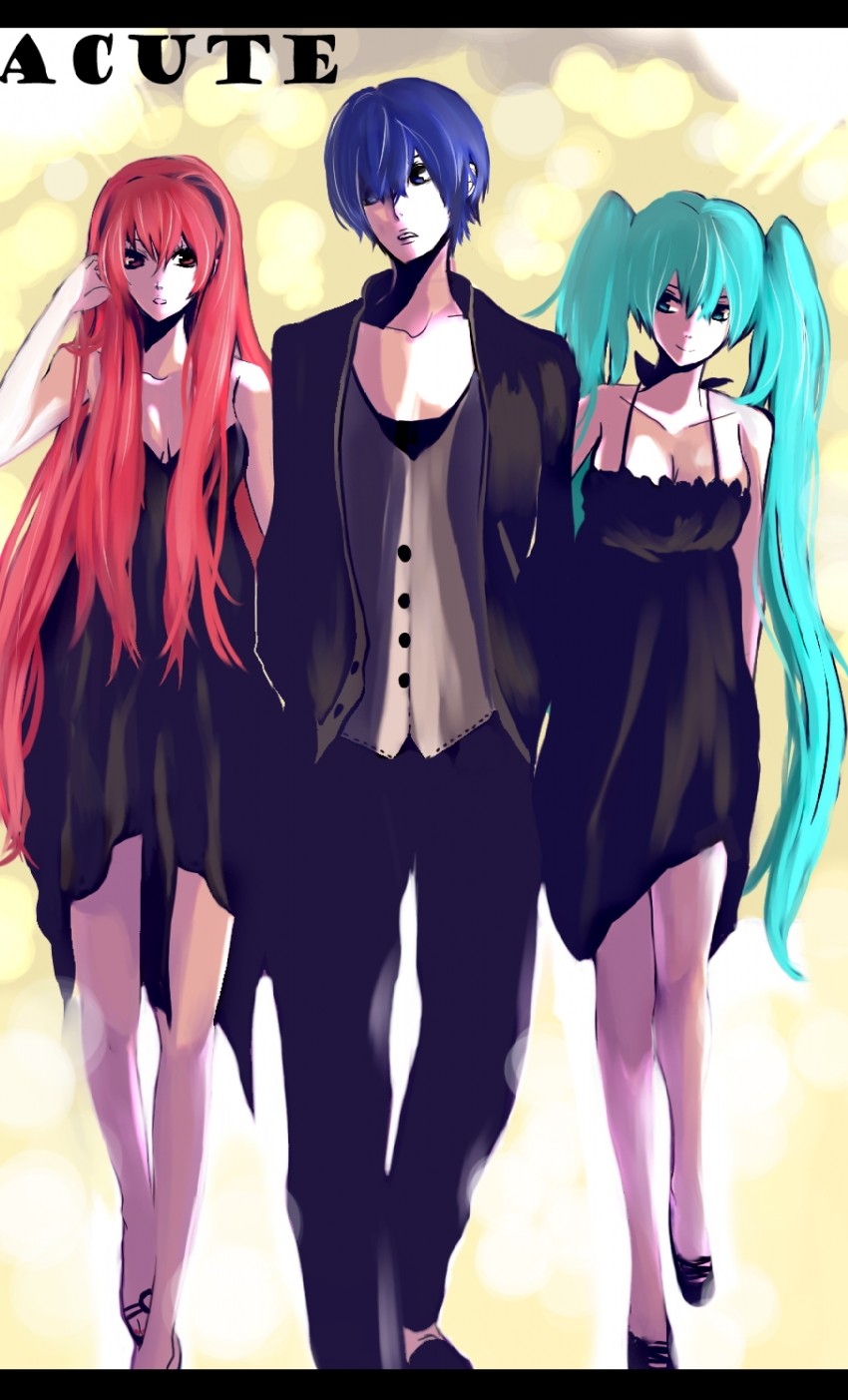hatsune miku, megurine luka, and kaito (vocaloid and 1 more) drawn by uni_(nacchan)
