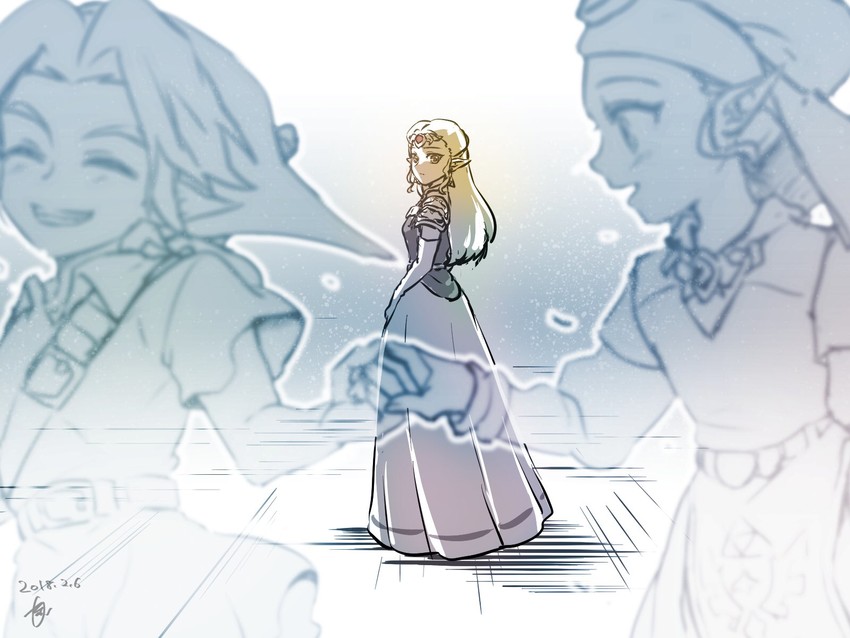 link, princess zelda, young link, and young zelda (the legend of zelda and 1 more) drawn by momen_(6p6)