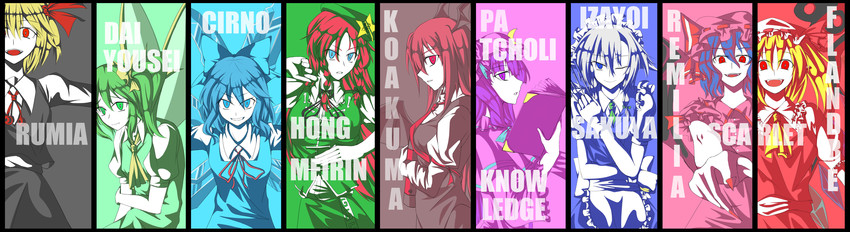 remilia scarlet, flandre scarlet, izayoi sakuya, cirno, patchouli knowledge, and 4 more (touhou and 1 more) drawn by shenwuyue_xiaoye