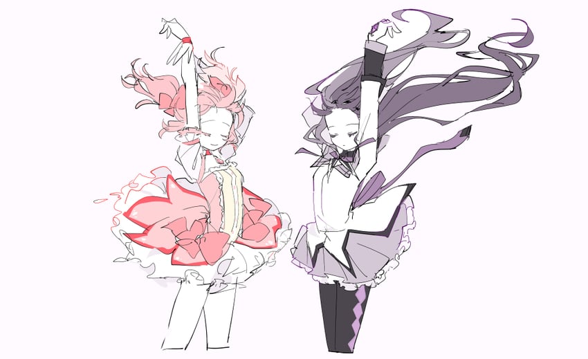 akemi homura and kaname madoka (mahou shoujo madoka magica) drawn by pipi_o_(pipioo08)