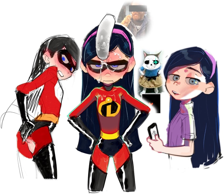 sans and violet parr (undertale and 1 more) drawn by chi-iz