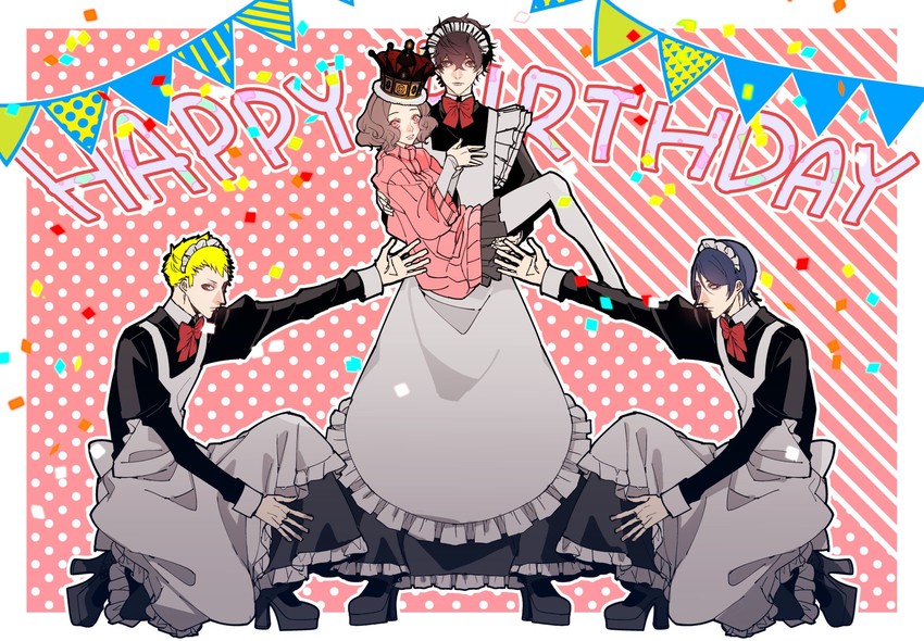 amamiya ren, okumura haru, sakamoto ryuuji, and kitagawa yuusuke (persona and 1 more) drawn by ryyohko