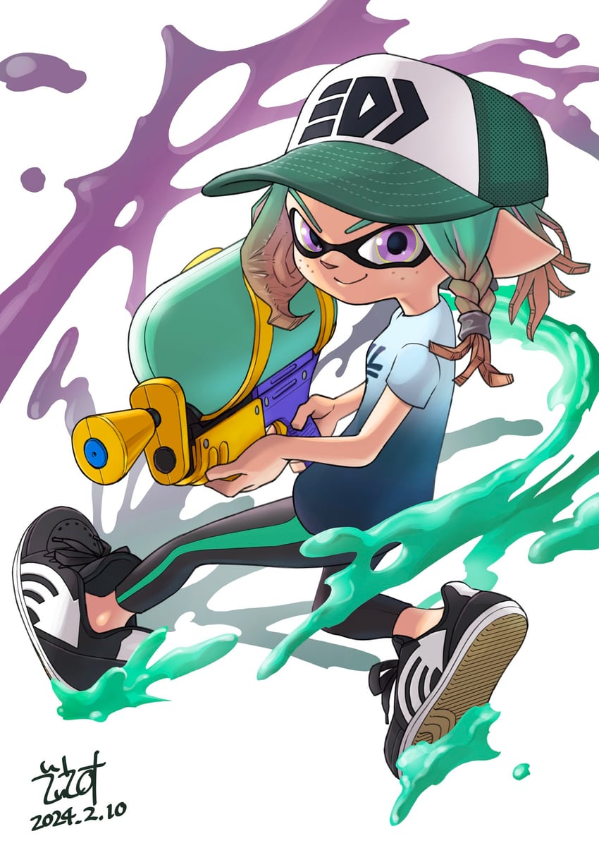 inkling player character and inkling boy (splatoon and 1 more) drawn by xdies_ds