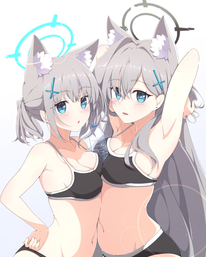 shiroko and shiroko terror (blue archive) drawn by kame_(nokonoko10271)