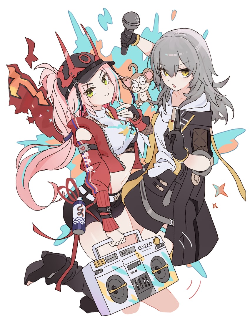 trailblazer, stelle, and rappa (honkai and 1 more) drawn by origami_gyokuo