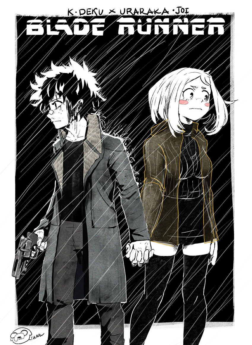 midoriya izuku and uraraka ochaco (boku no hero academia and 1 more) drawn by justin_leyva_(steamy_tomato)