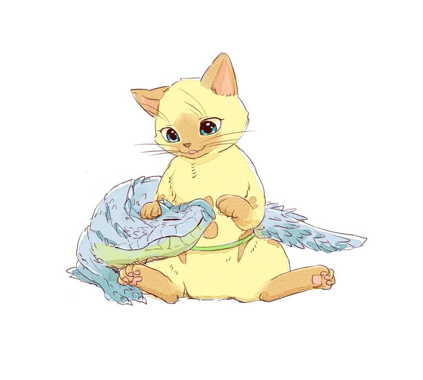 felyne and tobi-kadachi (monster hunter) drawn by yoichi_sogou