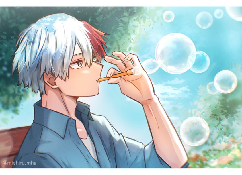 todoroki shoto (boku no hero academia) drawn by michiru_mha