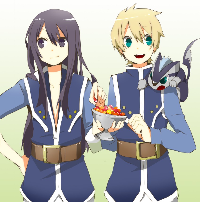 yuri lowell, flynn scifo, and repede (tales of and 2 more) drawn by urotamu