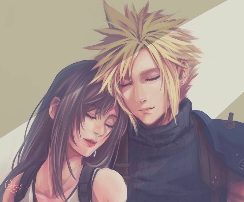 tifa lockhart and cloud strife (final fantasy and 2 more) drawn by goodsign