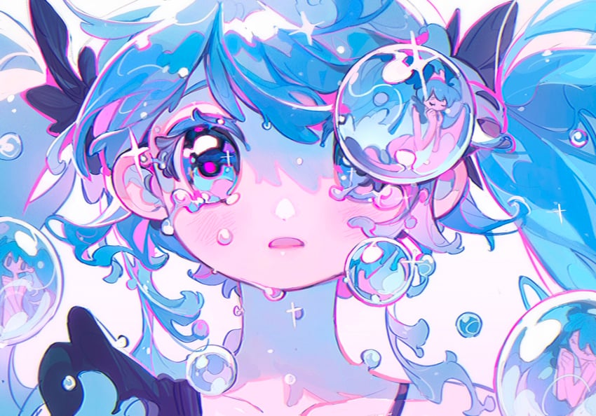 hatsune miku (vocaloid and 1 more) drawn by renzhi00334233