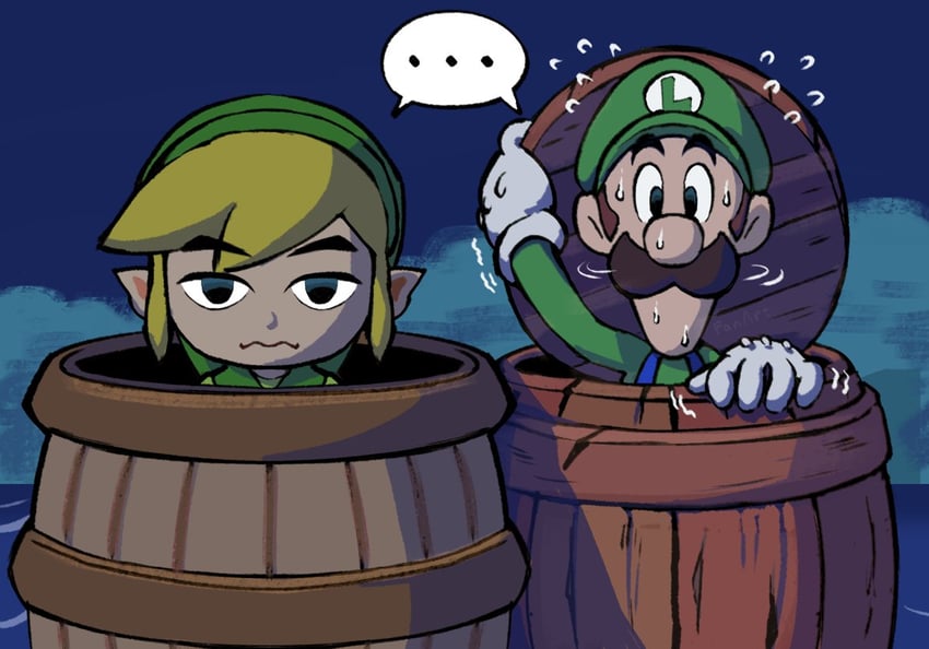 link, luigi, and toon link (the legend of zelda and 3 more) drawn by ya_mari_6363