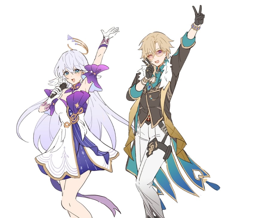 robin and aventurine (honkai and 1 more) drawn by rende2vou3