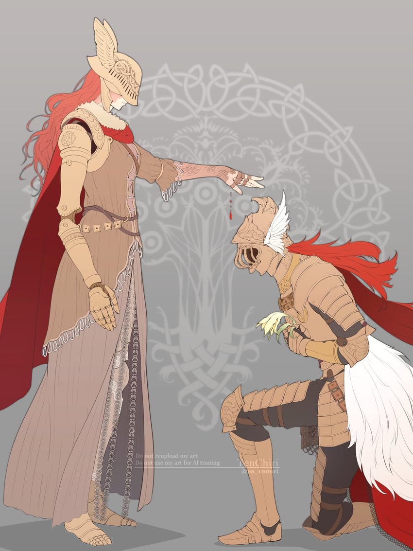 malenia blade of miquella and cleanrot knight finlay (elden ring) drawn by 10_1000ri