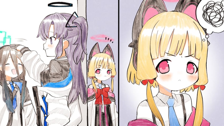 yuuka, aris, and momoi (blue archive) drawn by shinbashi_seiji