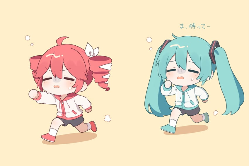 hatsune miku and kasane teto (vocaloid and 2 more) drawn by meroharome