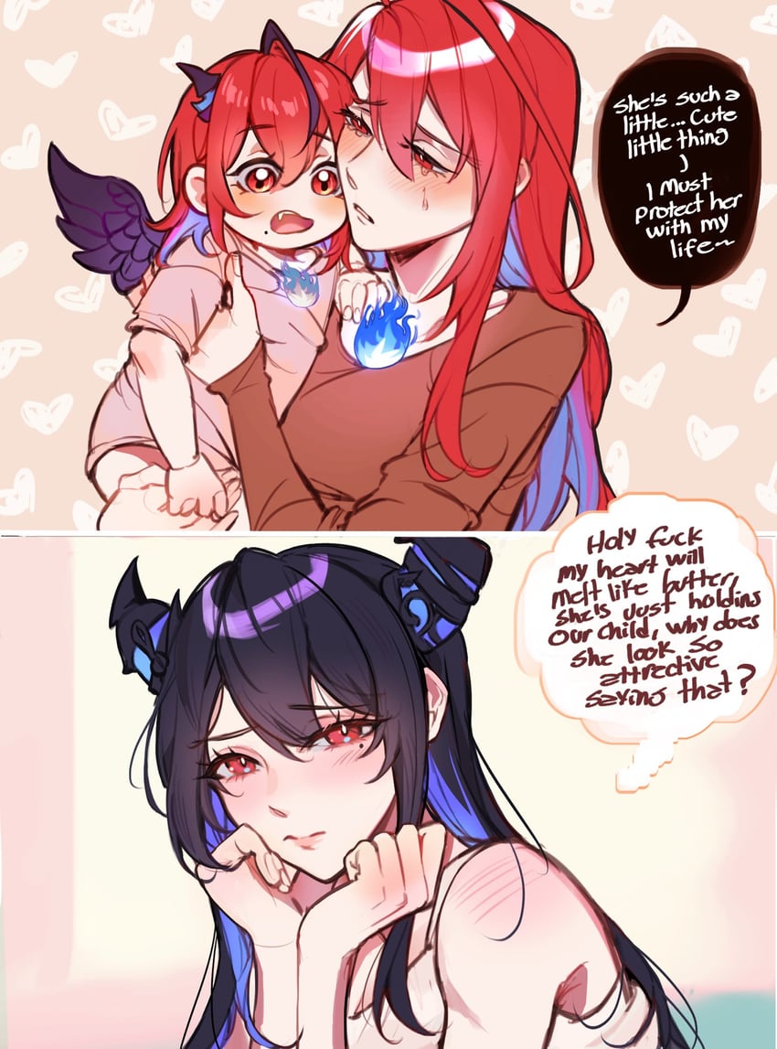 nerissa ravencroft and elizabeth rose bloodflame (hololive and 1 more) drawn by amlichan