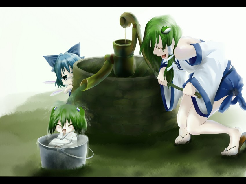 kochiya sanae, cirno, and kisume (touhou) drawn by poker-face-008