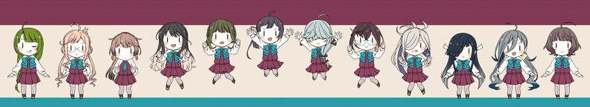 naganami, kiyoshimo, makigumo, yuugumo, asashimo, and 7 more (kantai collection) drawn by miroku_san-ju