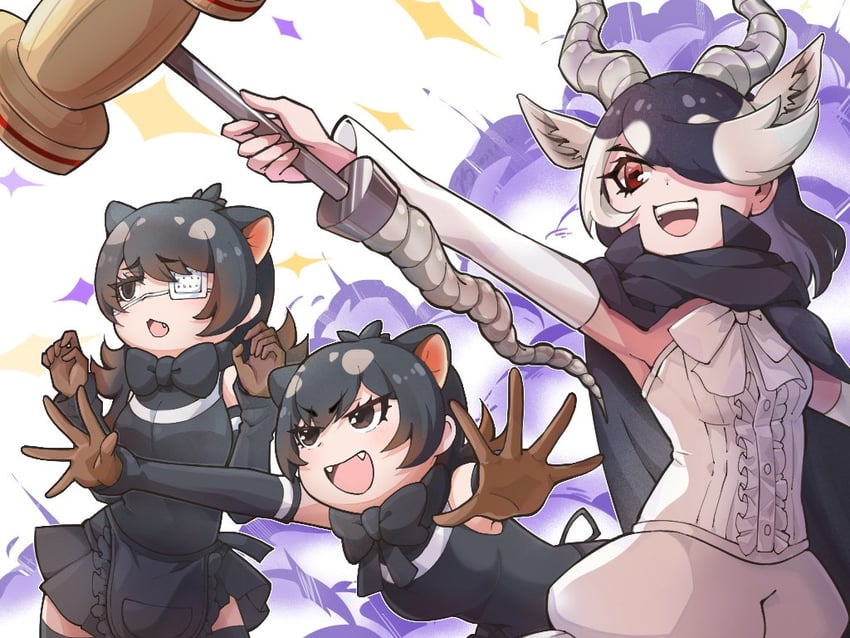 australian devil, tasmanian devil, and blackbuck (kemono friends and 1 more) drawn by natuki_takumi