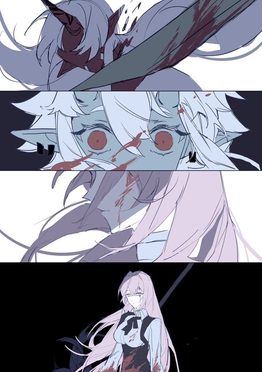 tsukishiro yanagi, soukaku, and soukaku's sister (zenless zone zero) drawn by icseeusr